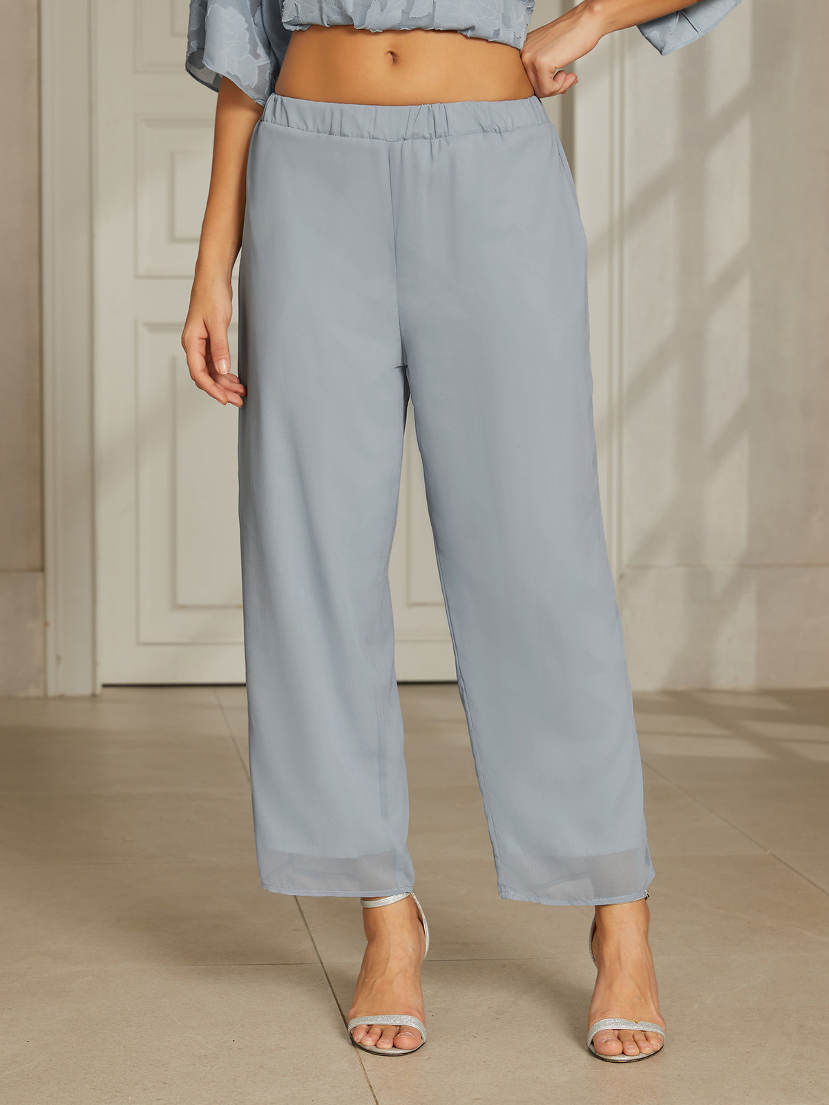 Dusty Blue Chiffon Trousers