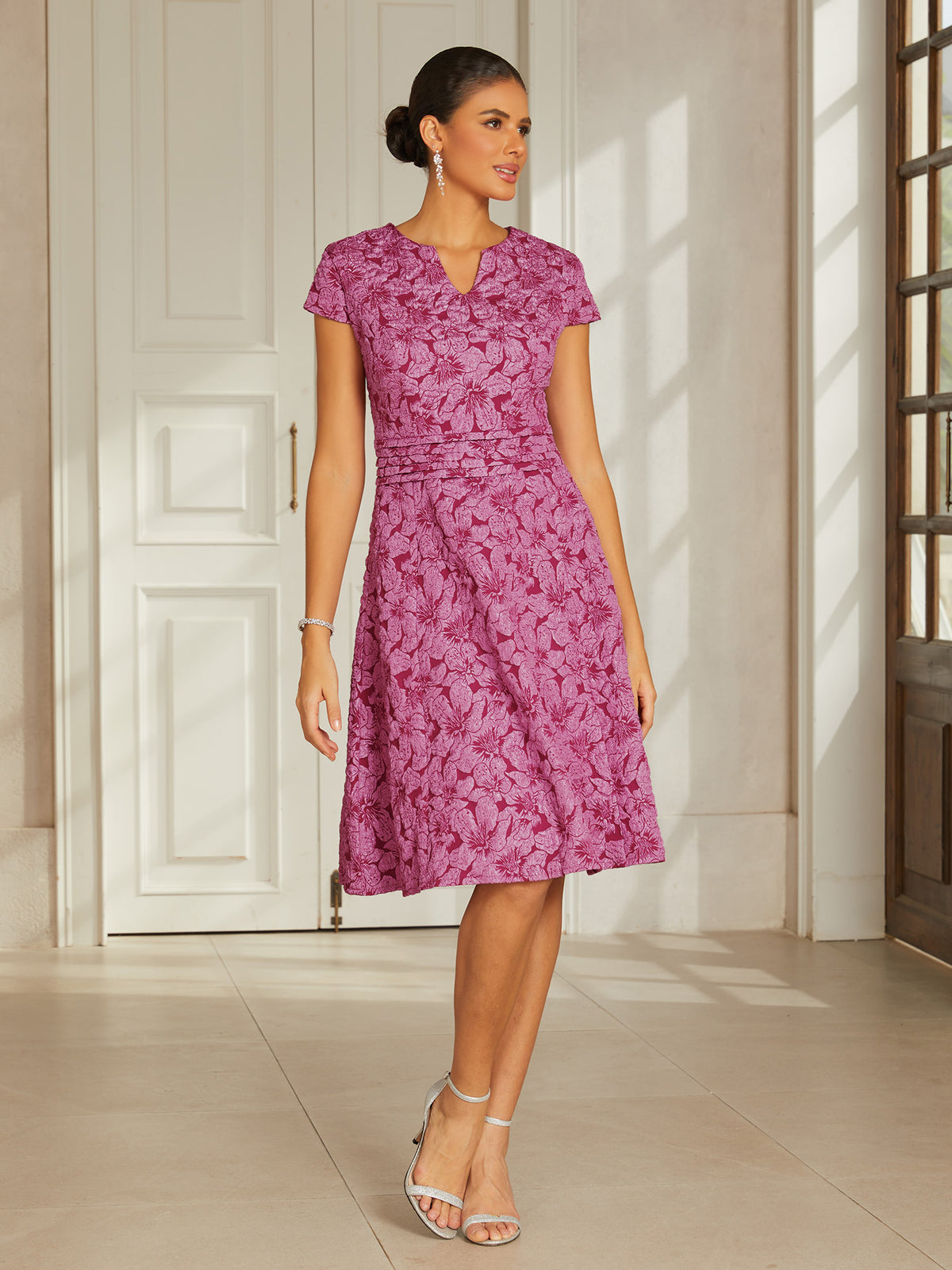 Embroidered Jacquard Midi Dress