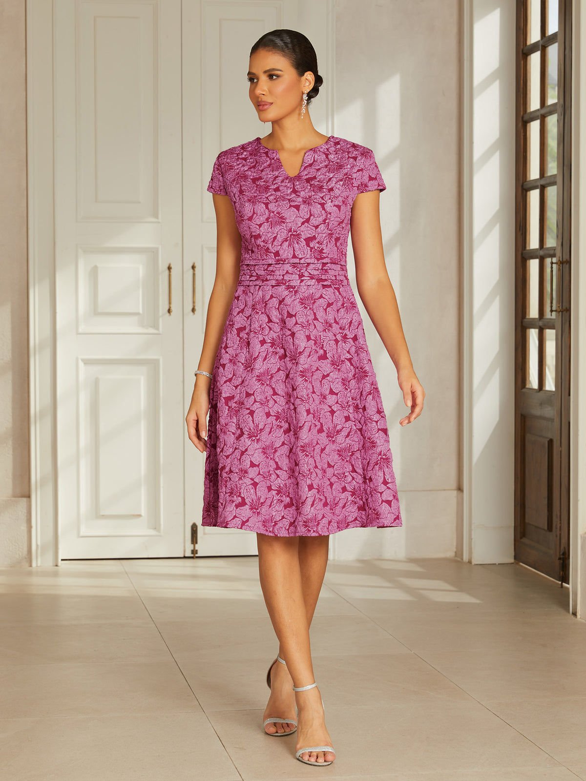 Embroidered Jacquard Midi Dress