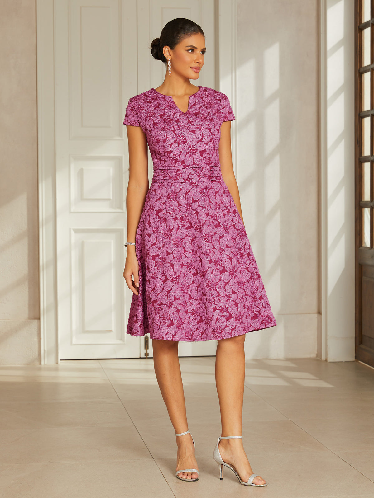 Embroidered Jacquard Midi Dress