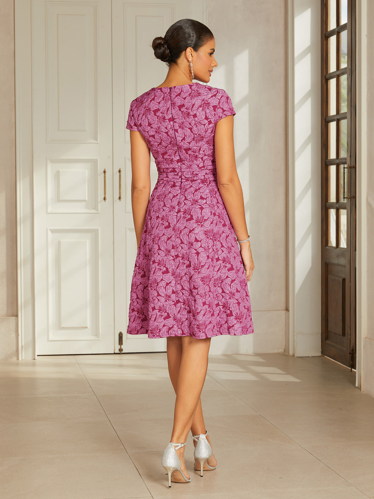 Embroidered Jacquard Midi Dress