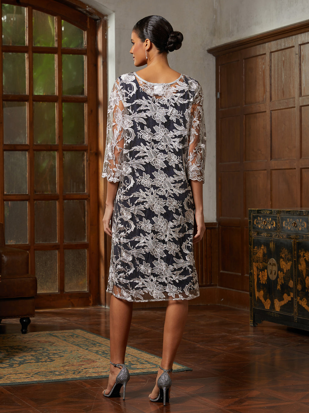 Lace Column Dress & Jacket Set