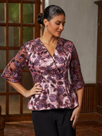 Purple Sequin Lace Satin Blouse