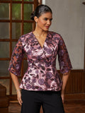 Purple Sequin Lace Satin Blouse