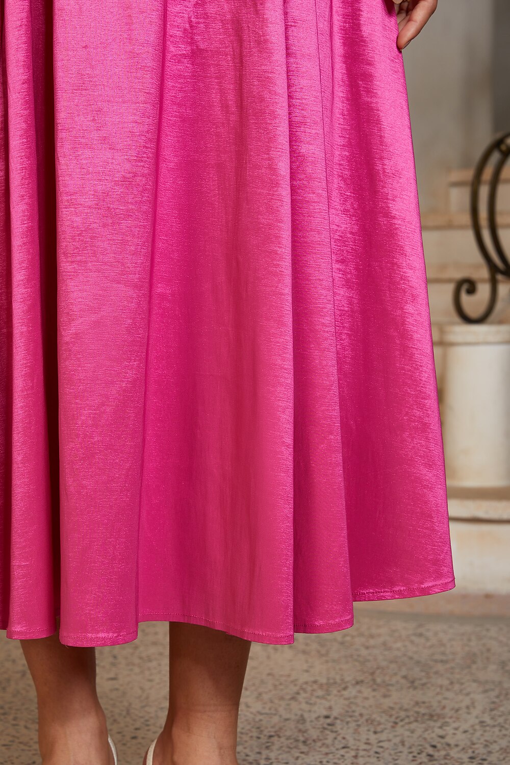 Lace-Trim Chameleon Midi Dress