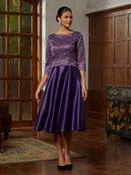 Purple Lace A-Line Midi Dress