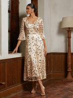 Champagne Sequin Lace Gown