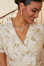 Floral Jacquard Belted Gown
