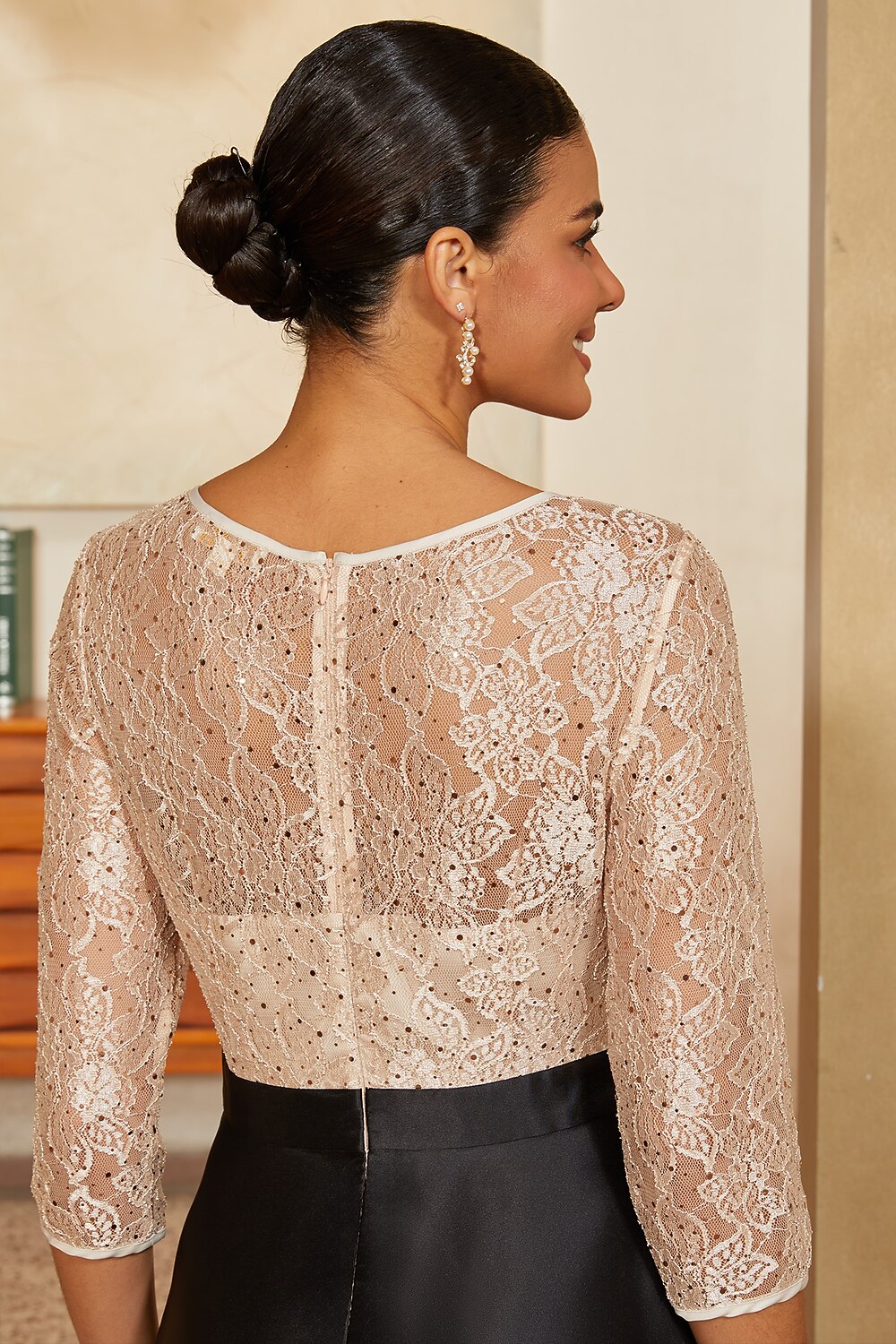 Sequin Lace High-Low Dress