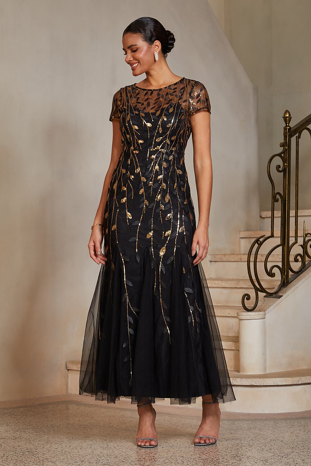 Glitter Tulle Trumpet Gown