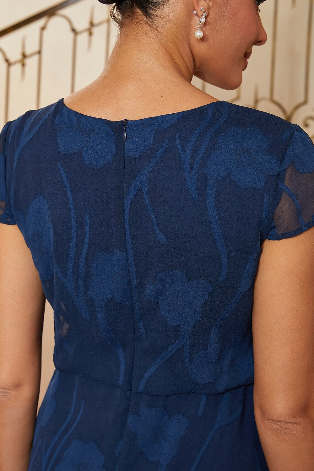 Burnout Floral Blouson Dress