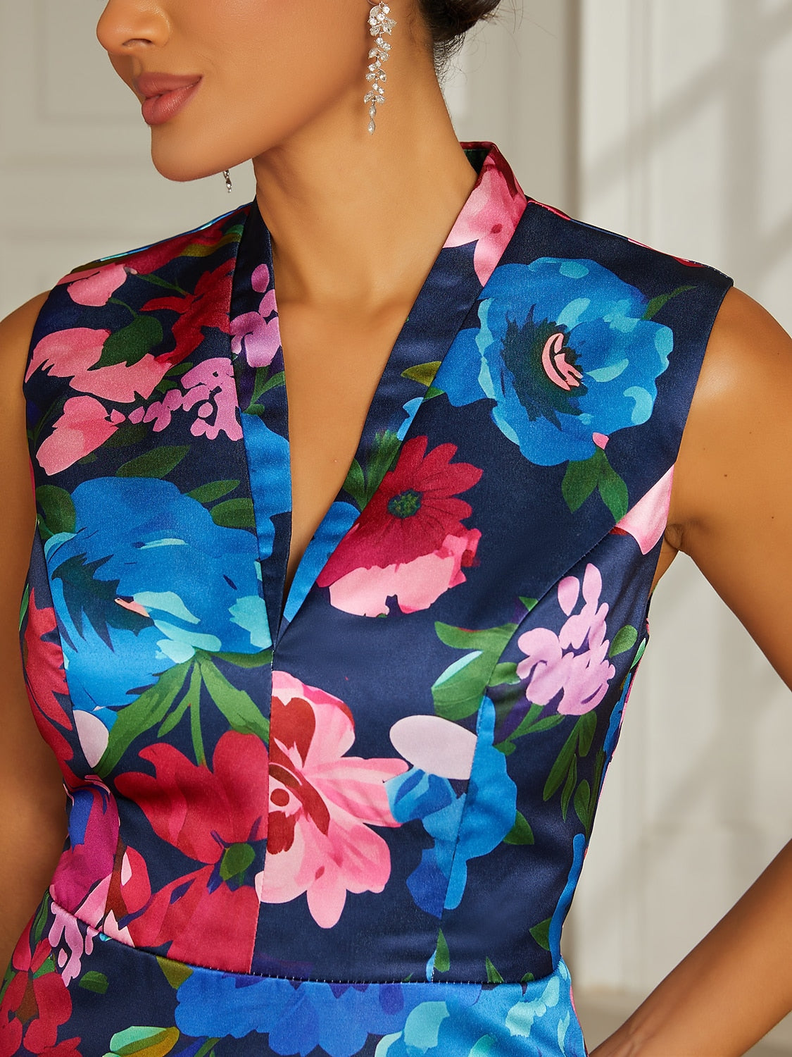 Royal Blue Satin Column Dress