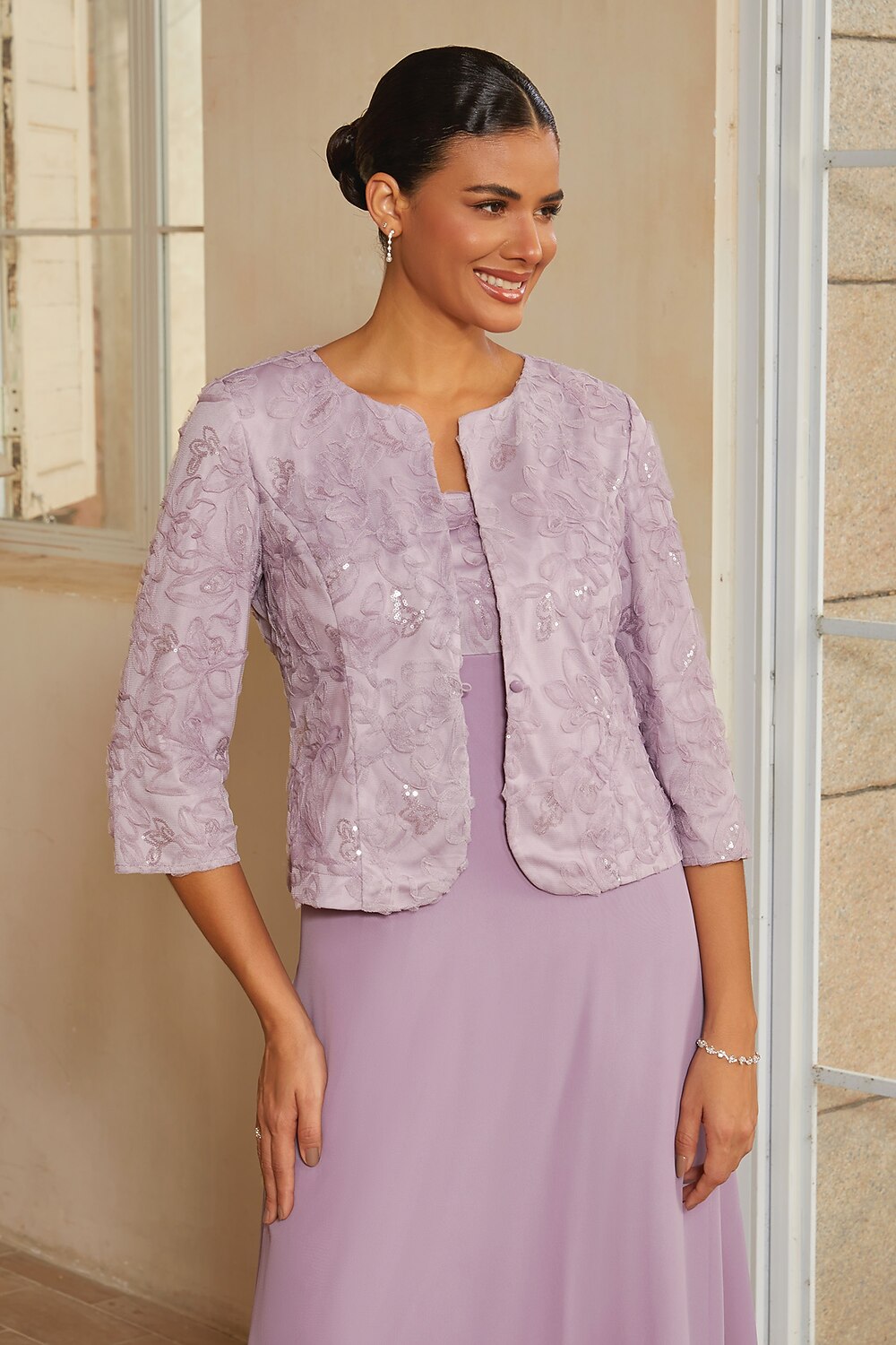 Floral Chiffon Jacket Dress Set