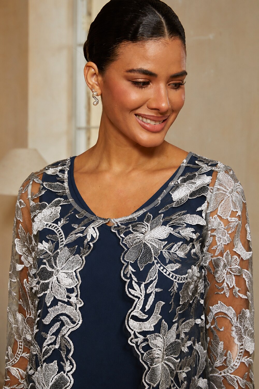 Lace Column Dress & Jacket Set