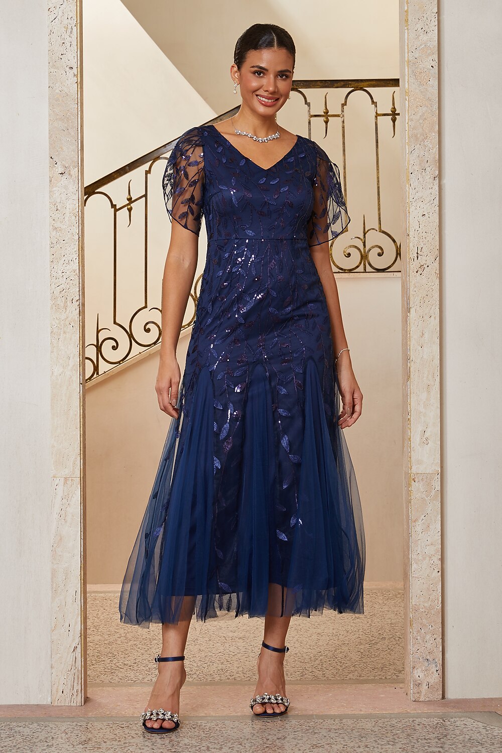 Glitter Lace Trumpet Gown