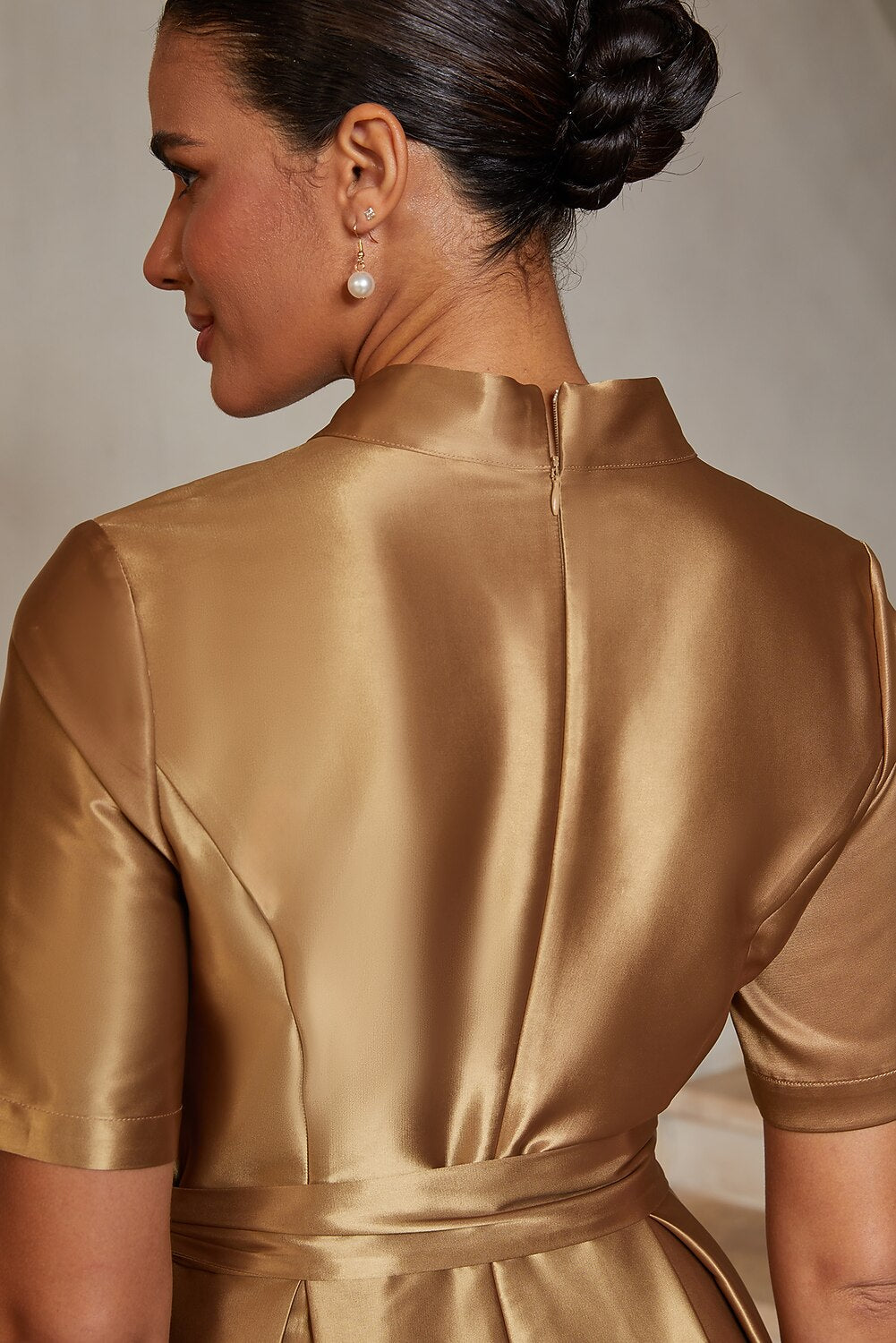 Satin Belted A-Line Midi Dress