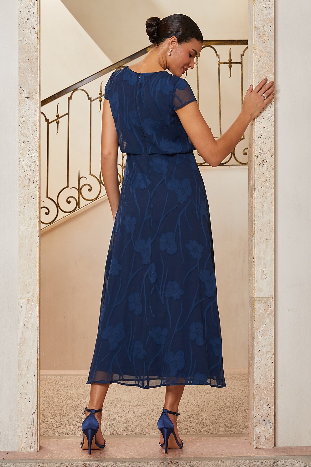 Burnout Floral Blouson Dress