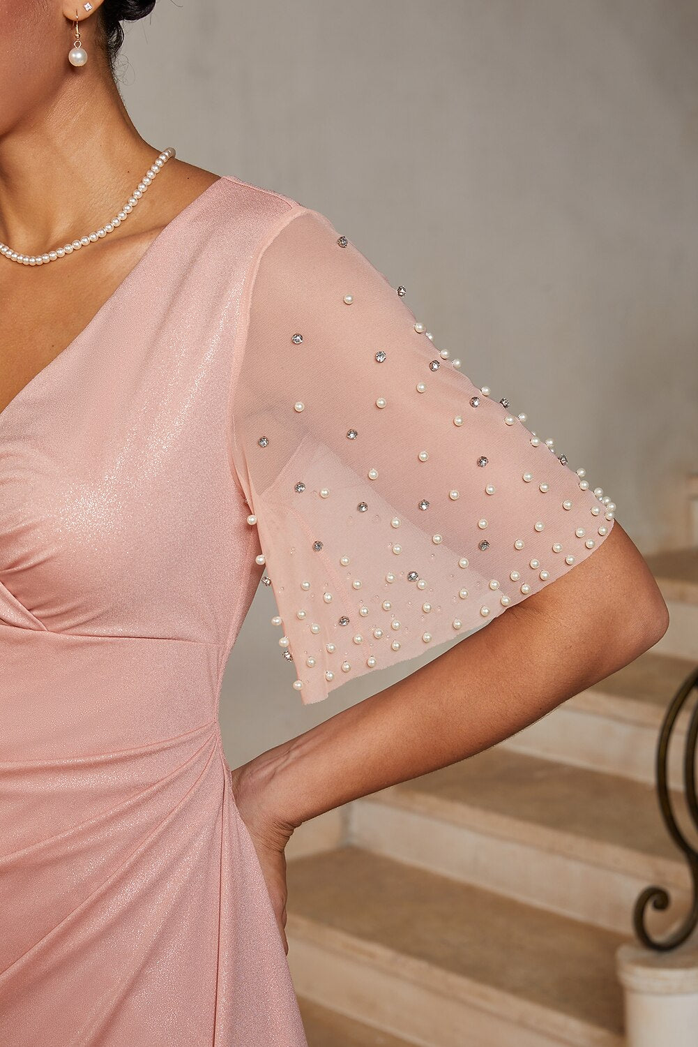 Crystal-Embellished Column Gown
