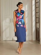 Royal Blue Satin Column Dress