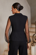 Glitter Illusion-Sleeve Blouse