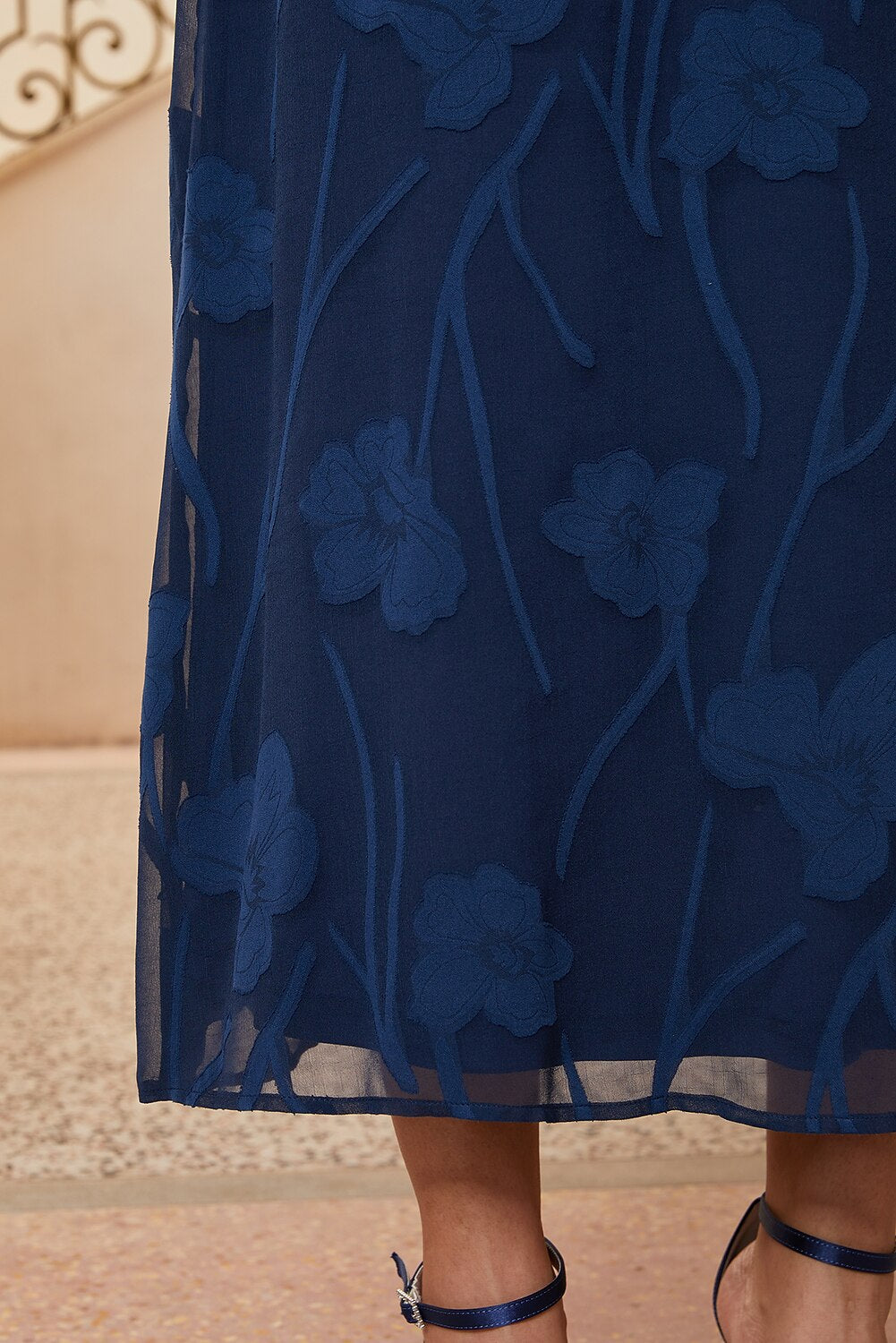 Burnout Floral Blouson Dress