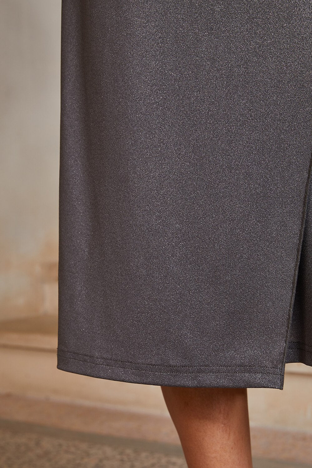 Portrait-Collar Draped Midi Dress