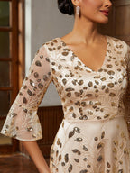 Champagne Sequin Lace Gown