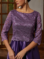Purple Lace A-Line Midi Dress