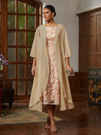 Champagne Lace Jacket Dress Set