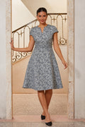 Pleated Jacquard Midi Dress