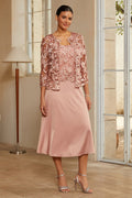 Lace Overlay Two-Piece Midi Set