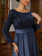 Navy Sequined Velvet Midi Dress