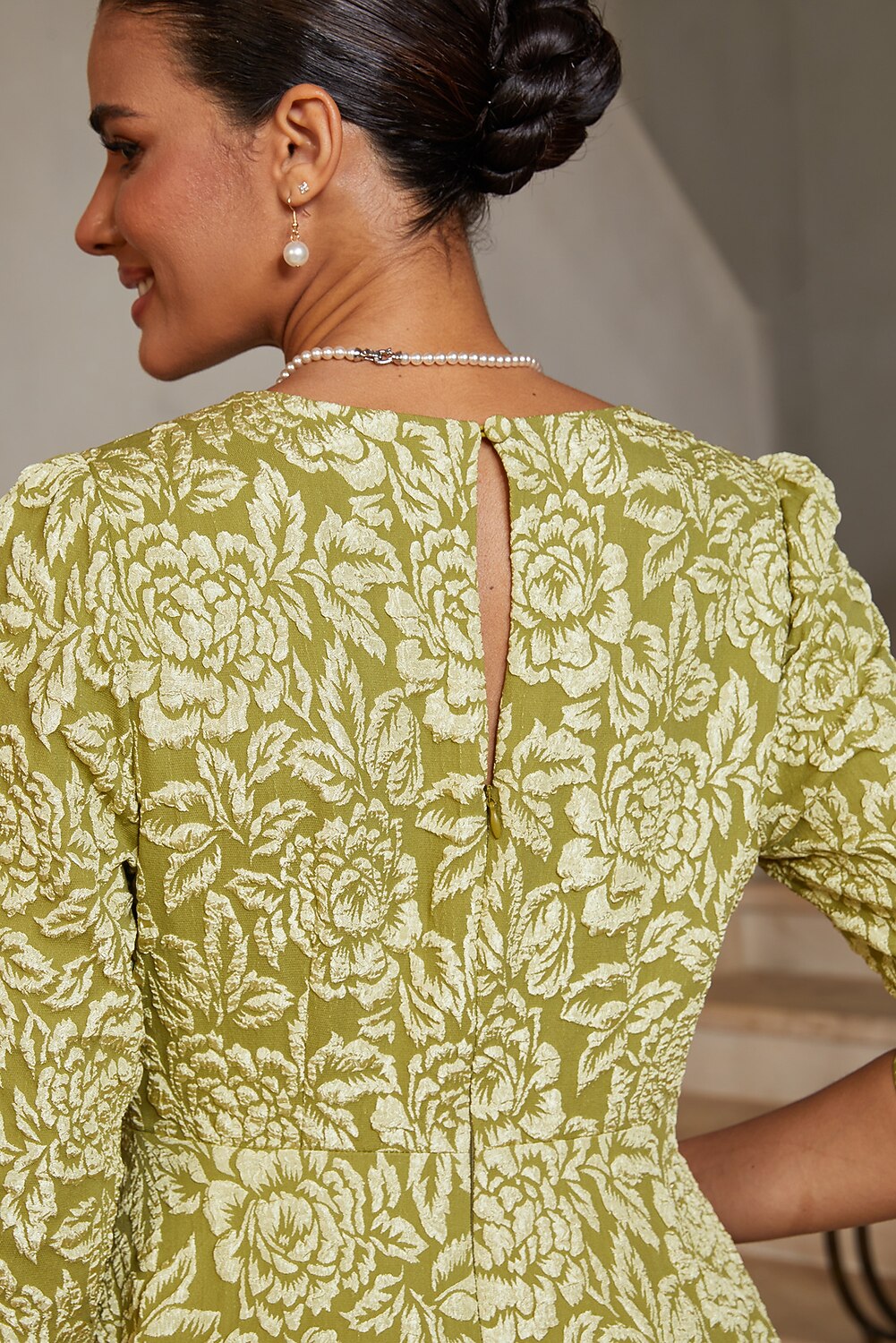 Jacquard Bow Midi Dress