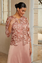 Lace Overlay Two-Piece Midi Set