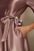 Dusk Satin Belted Midi Dress