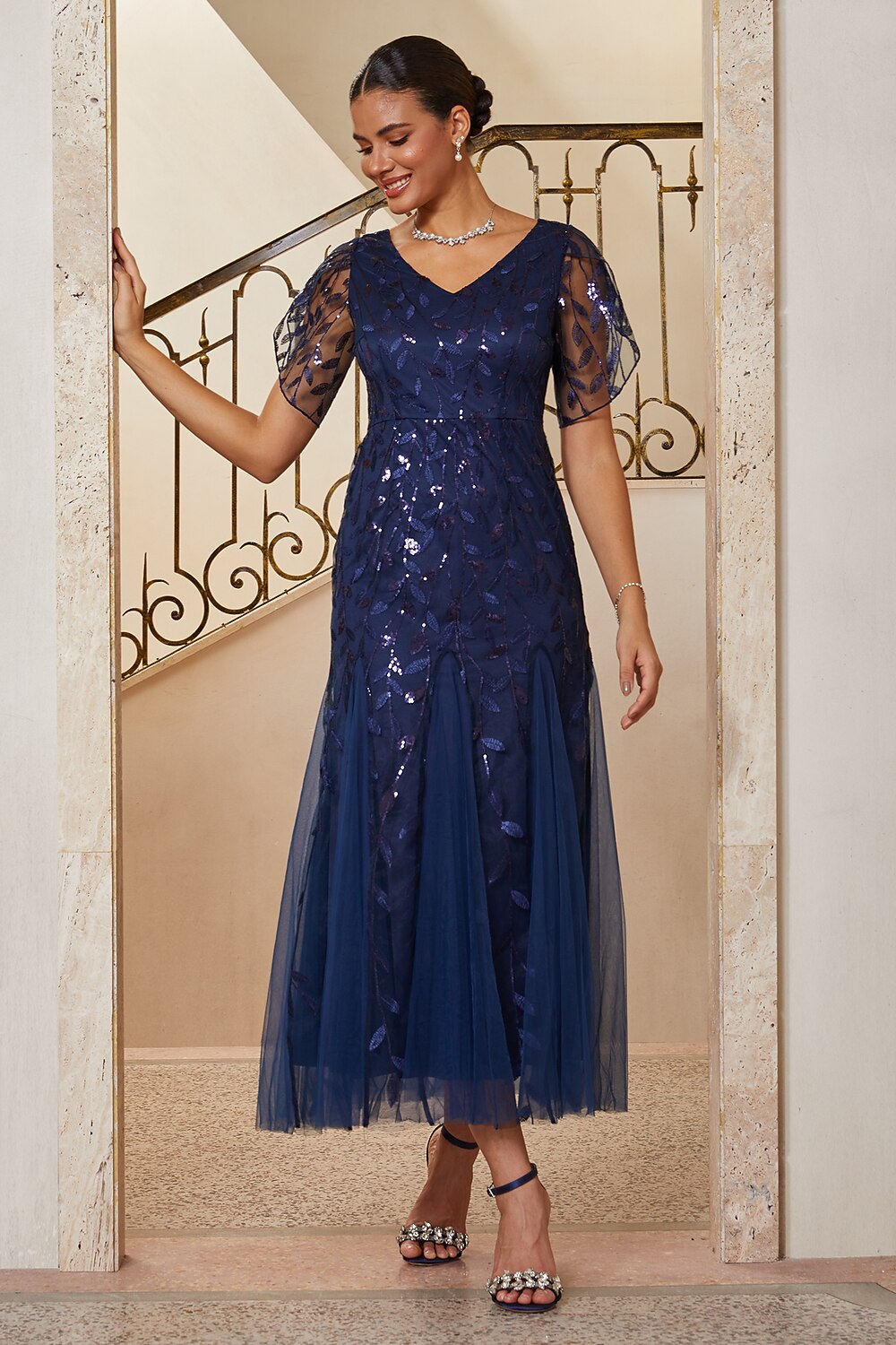 Glitter Lace Trumpet Gown
