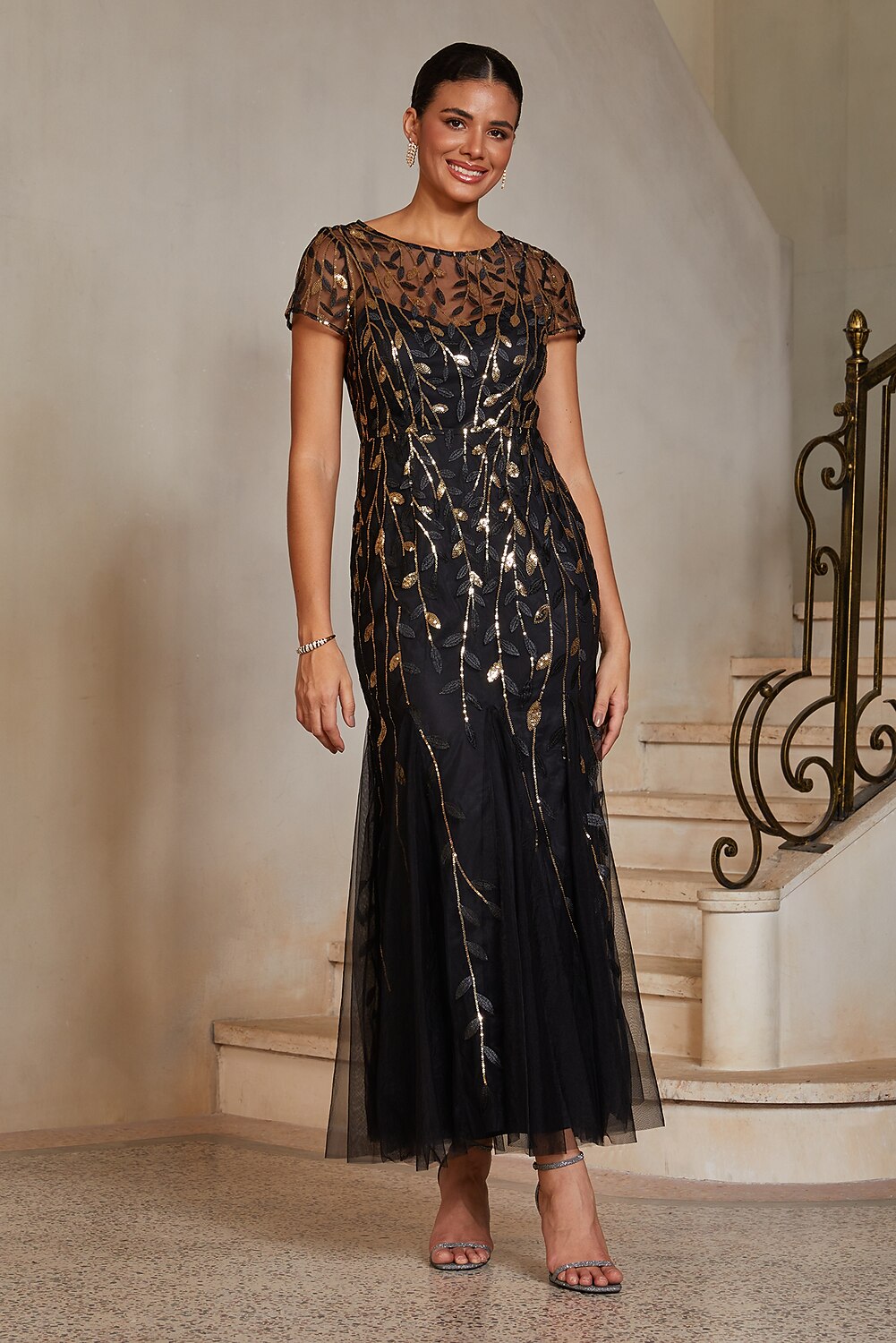 Glitter Tulle Trumpet Gown