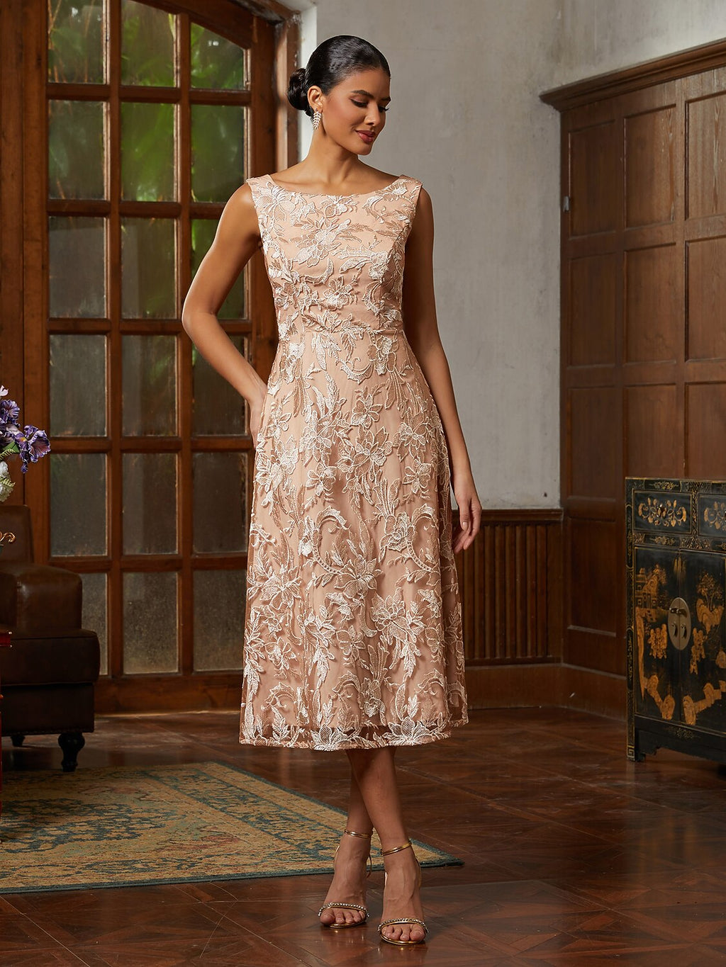 Champagne Lace Jacket Dress Set