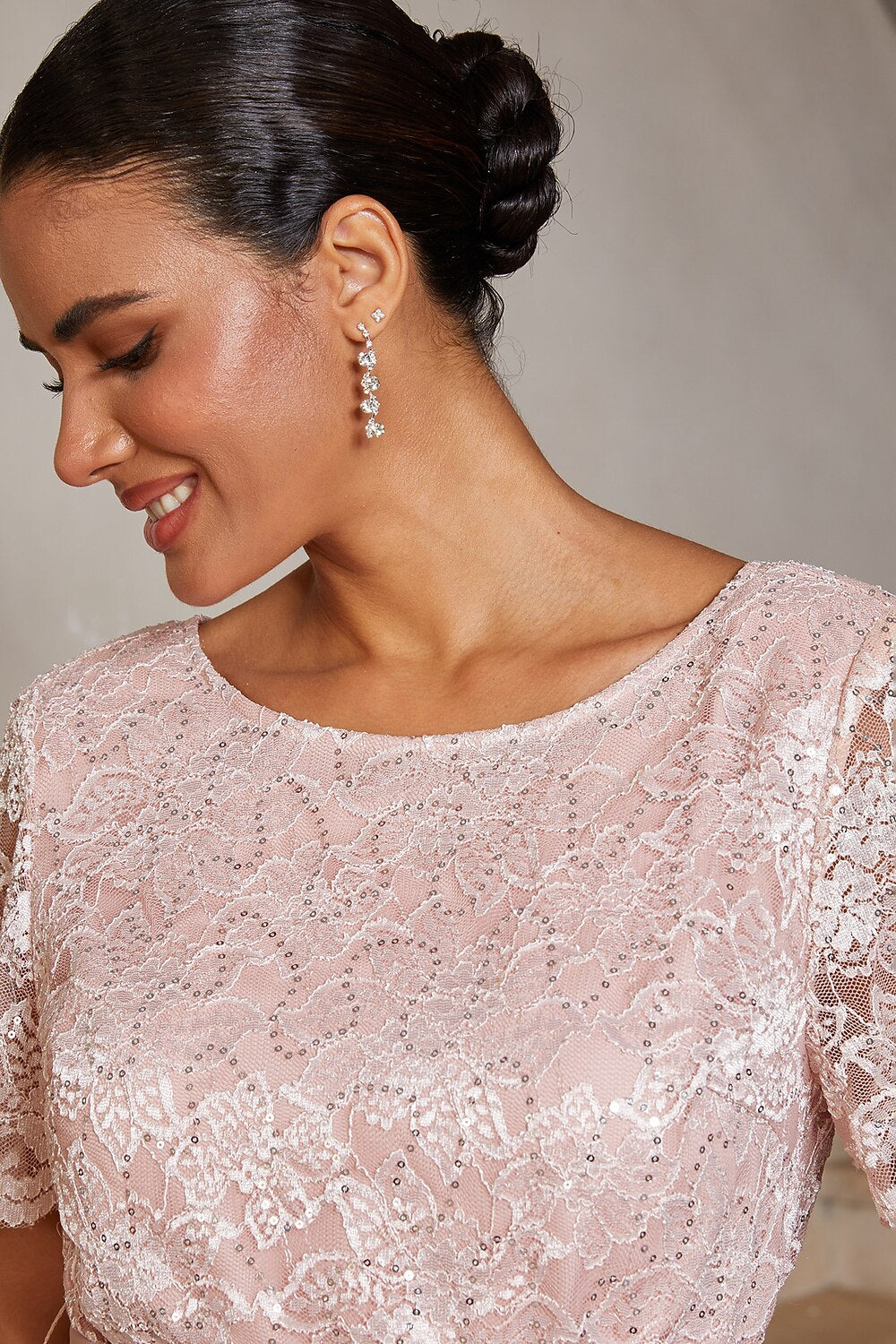 Sequin Lace Belted Top