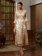 Champagne Sequin Lace Gown