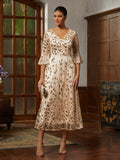 Champagne Sequin Lace Gown