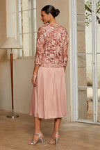 Lace Overlay Two-Piece Midi Set