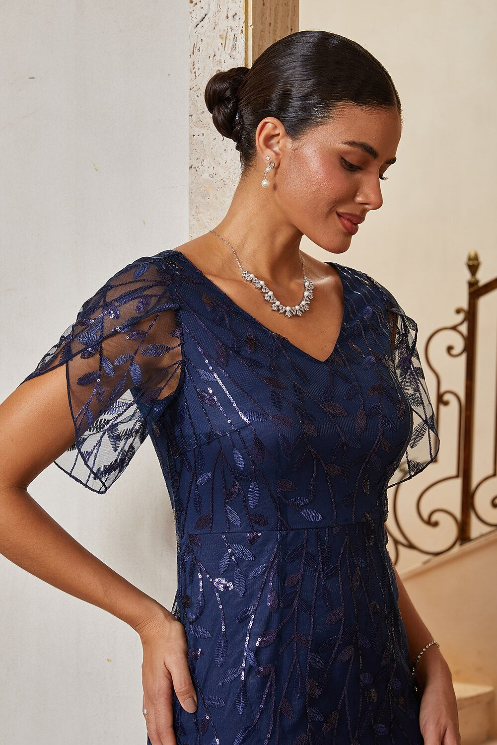 Glitter Lace Trumpet Gown