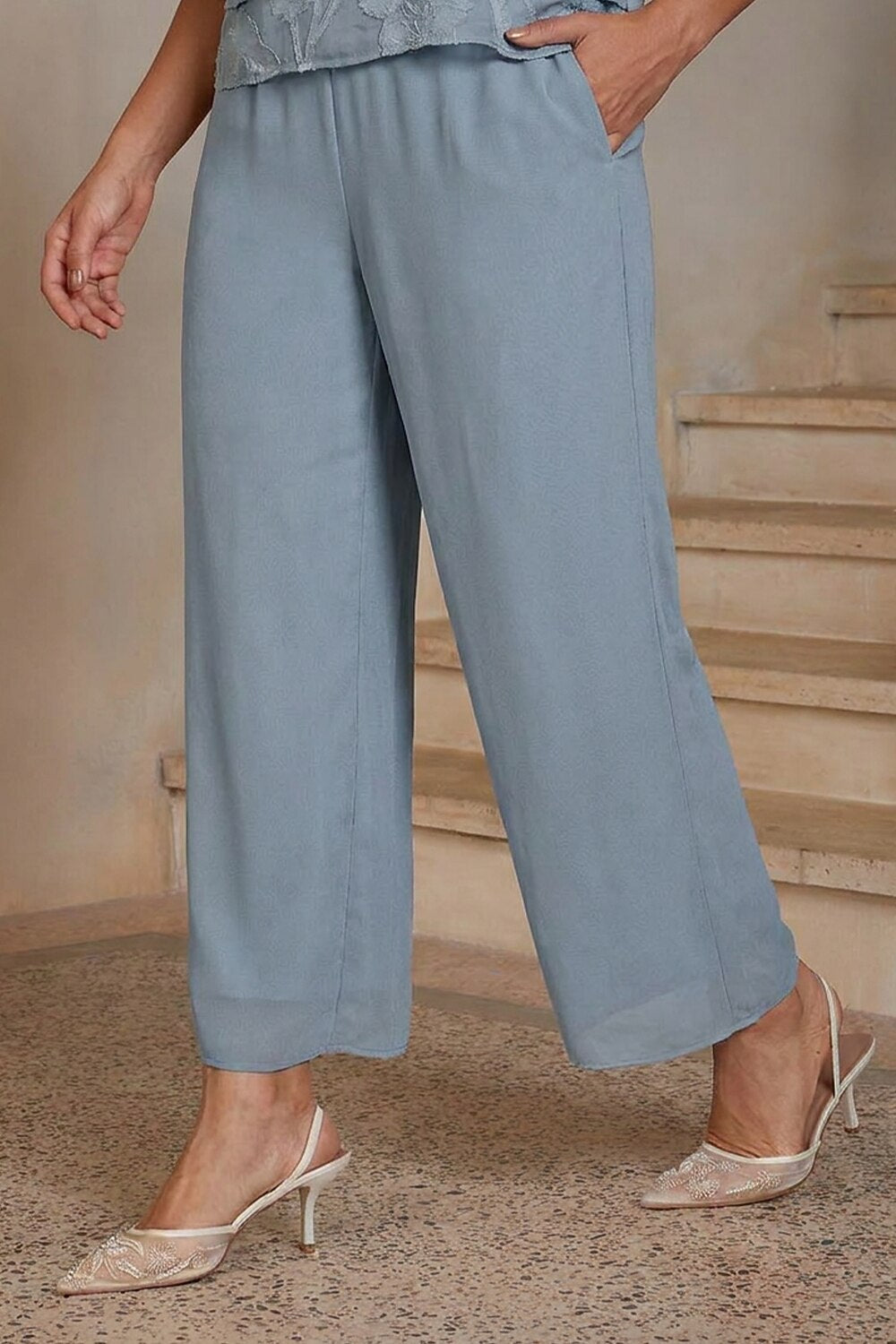 Dusty Blue Chiffon Trousers