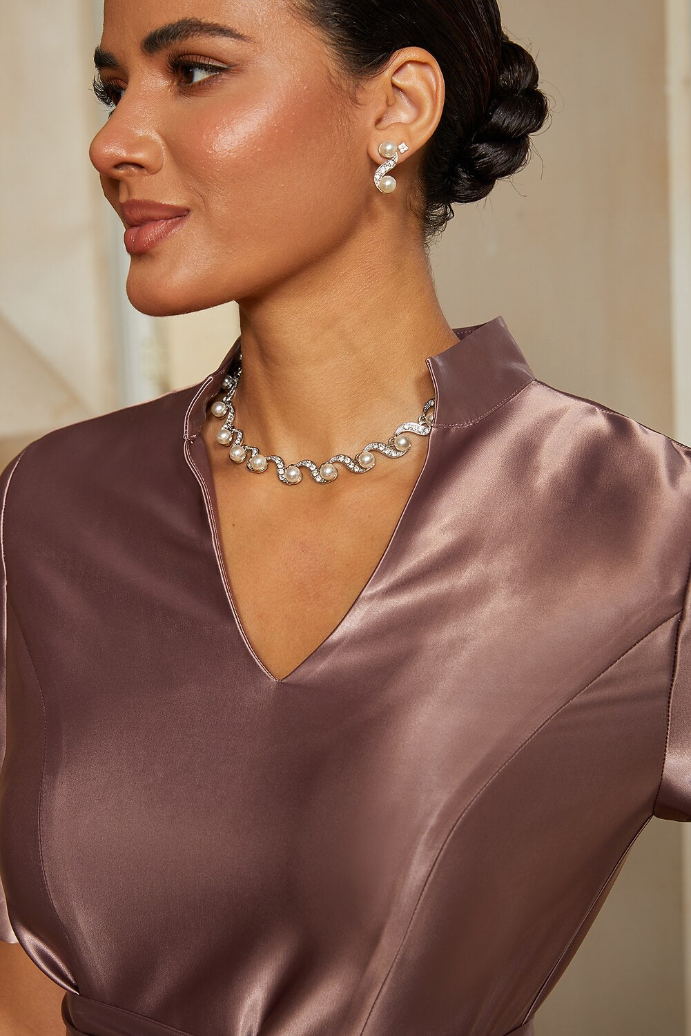 Dusk Satin Belted Midi Dress