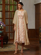 Champagne Lace Jacket Dress Set