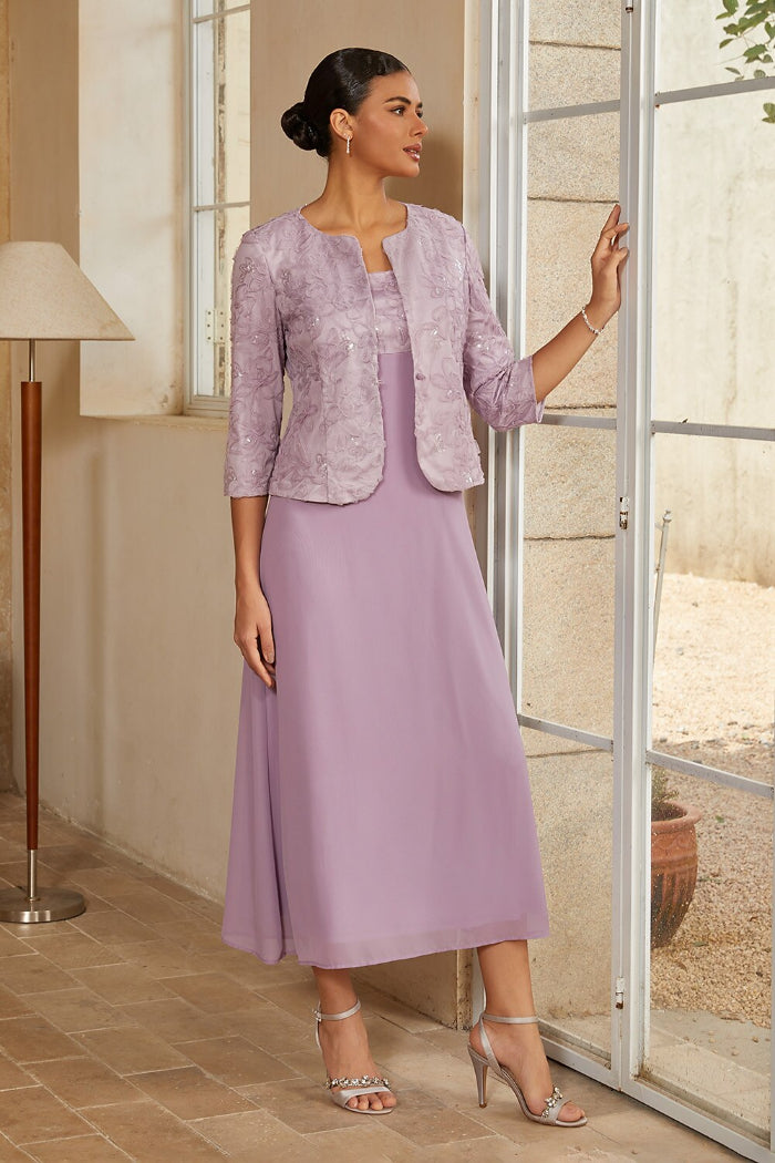 Floral Chiffon Jacket Dress Set