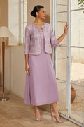 Floral Chiffon Jacket Dress Set