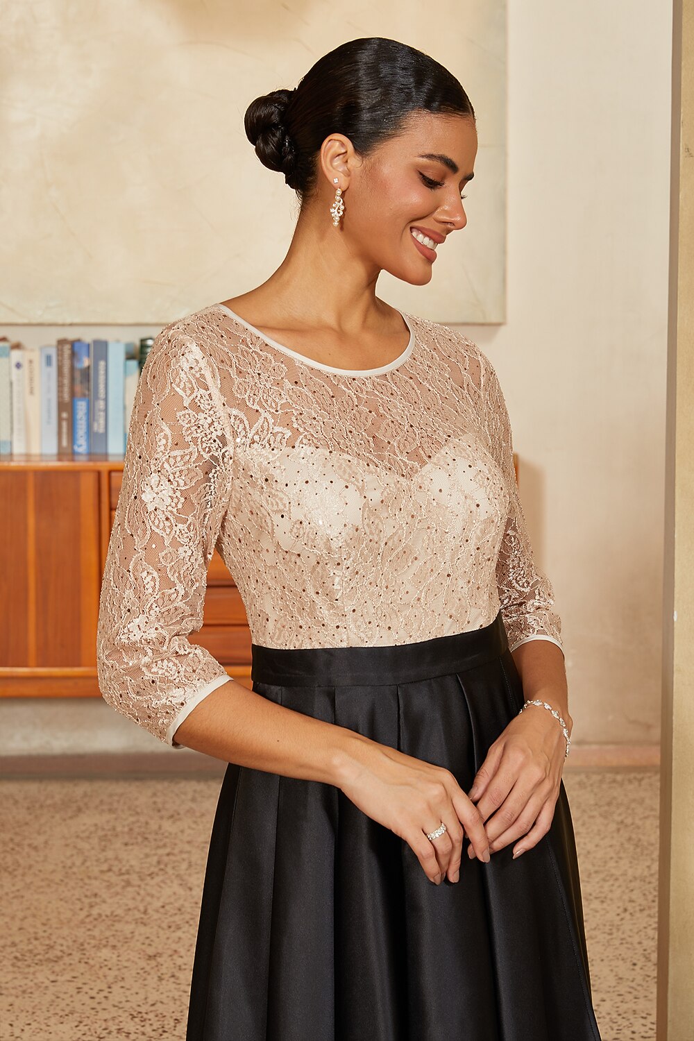 Sequin Lace High-Low Dress