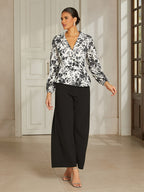 White Chiffon Lantern-Sleeve Blouse